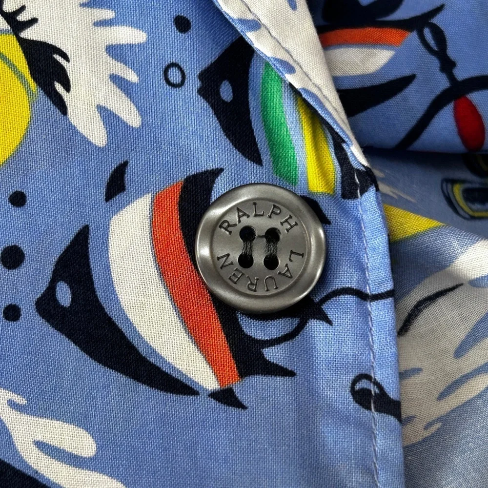 Polo Ralph Lauren Hawaiian Shirt 67 Bear Fun Tropical Vacation All Over Print - Picture 9 of 13